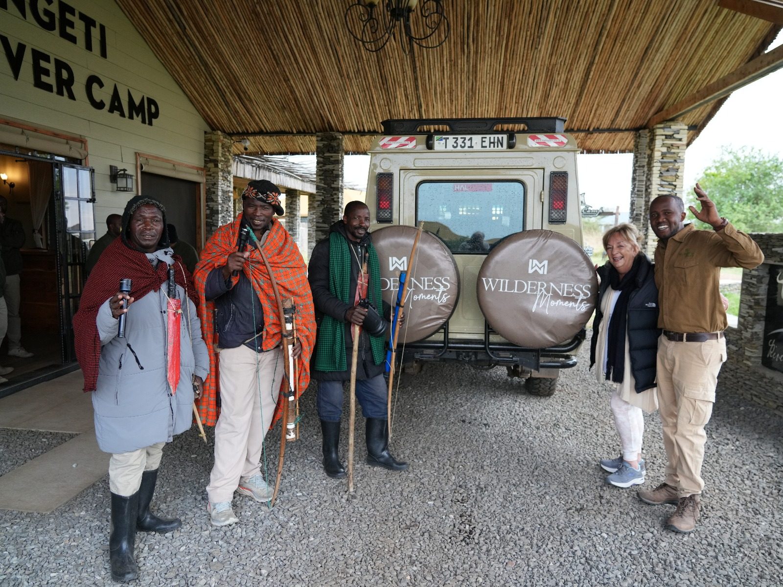 Wilderness Moments guests and guide with Maasai elders at Serengeti River Camp
